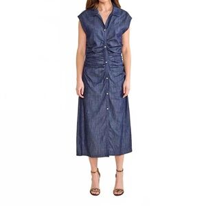 S’edge Layna Denim Dress Button Down Maxi Midi Size Large Blue